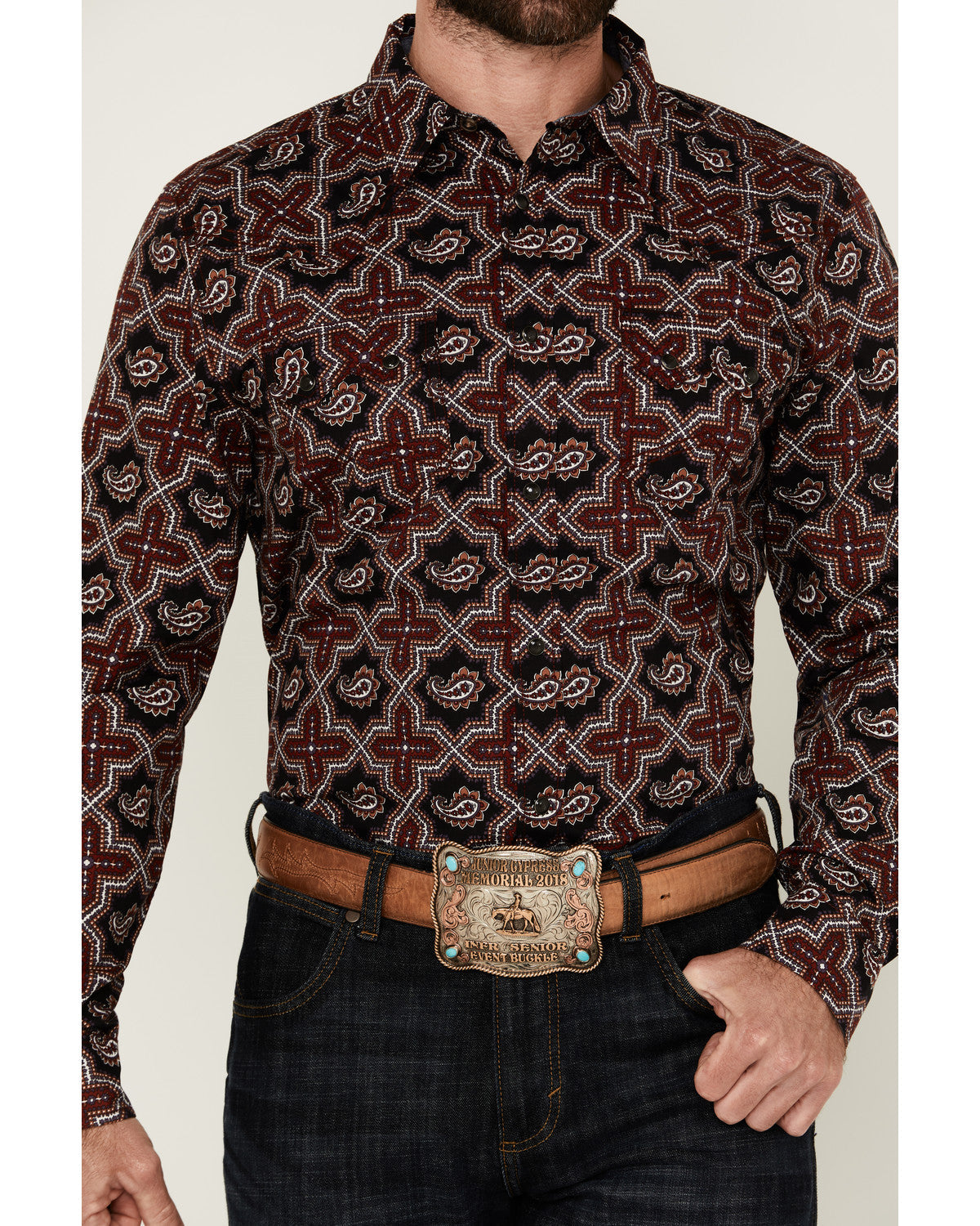 Men's Daybreak Geo Print Long Sleeve Snap Western Shirt