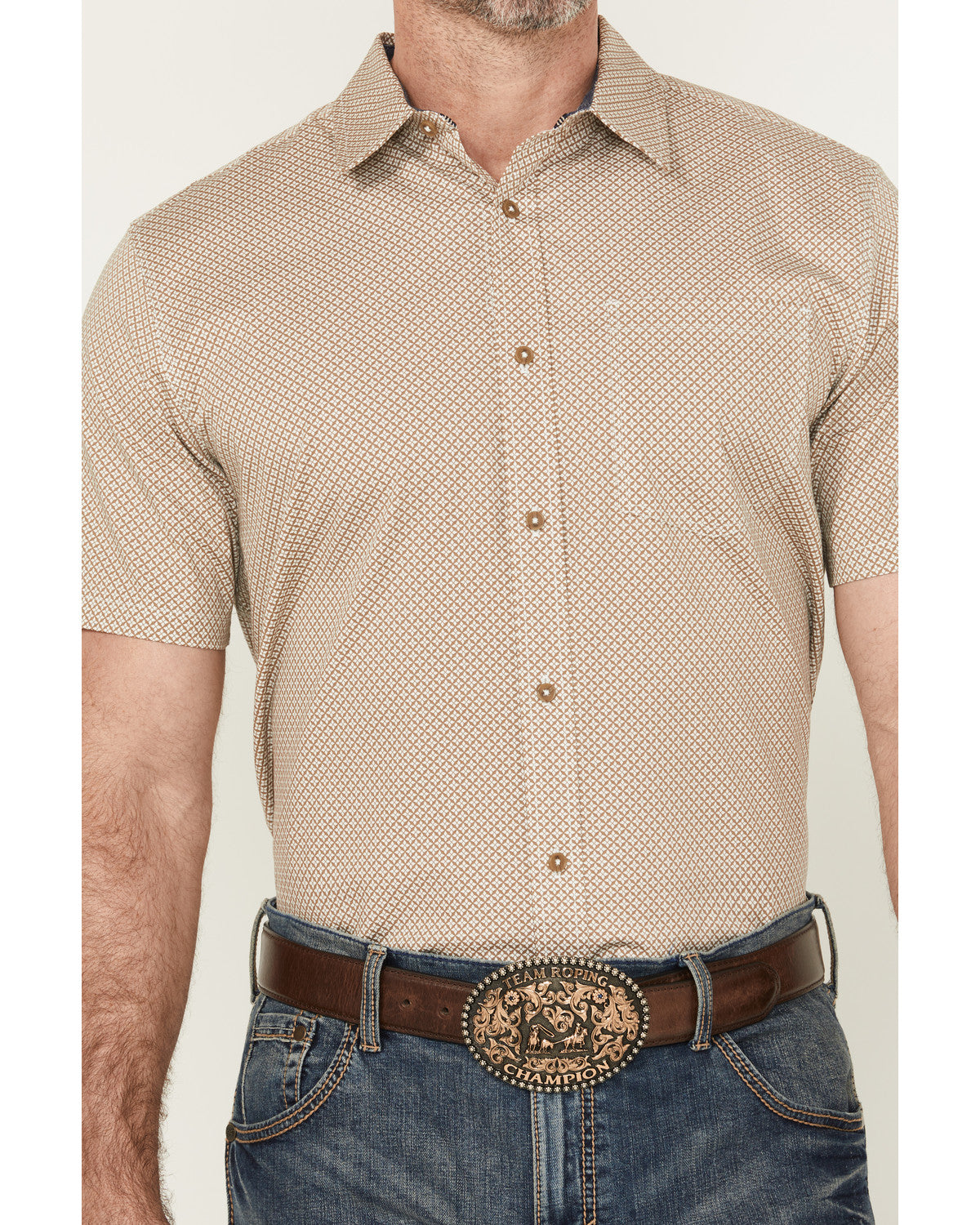 Men's Grill And Greet Geo Print Short Sleeve Button-Down St
