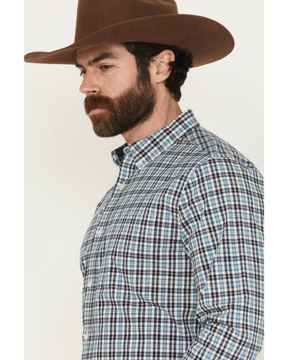 Men's Bob Plaid Print Long Sleeve Button-Down Western Shirt