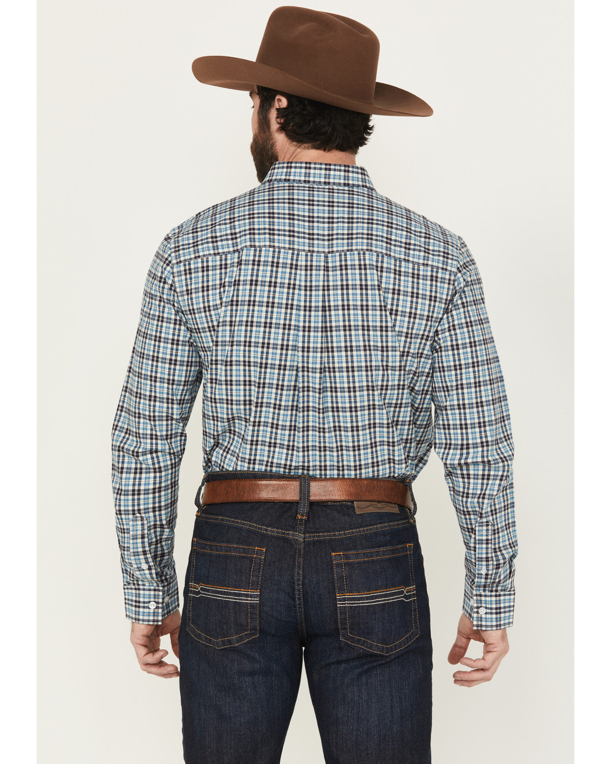 Men's Bob Plaid Print Long Sleeve Button-Down Western Shirt