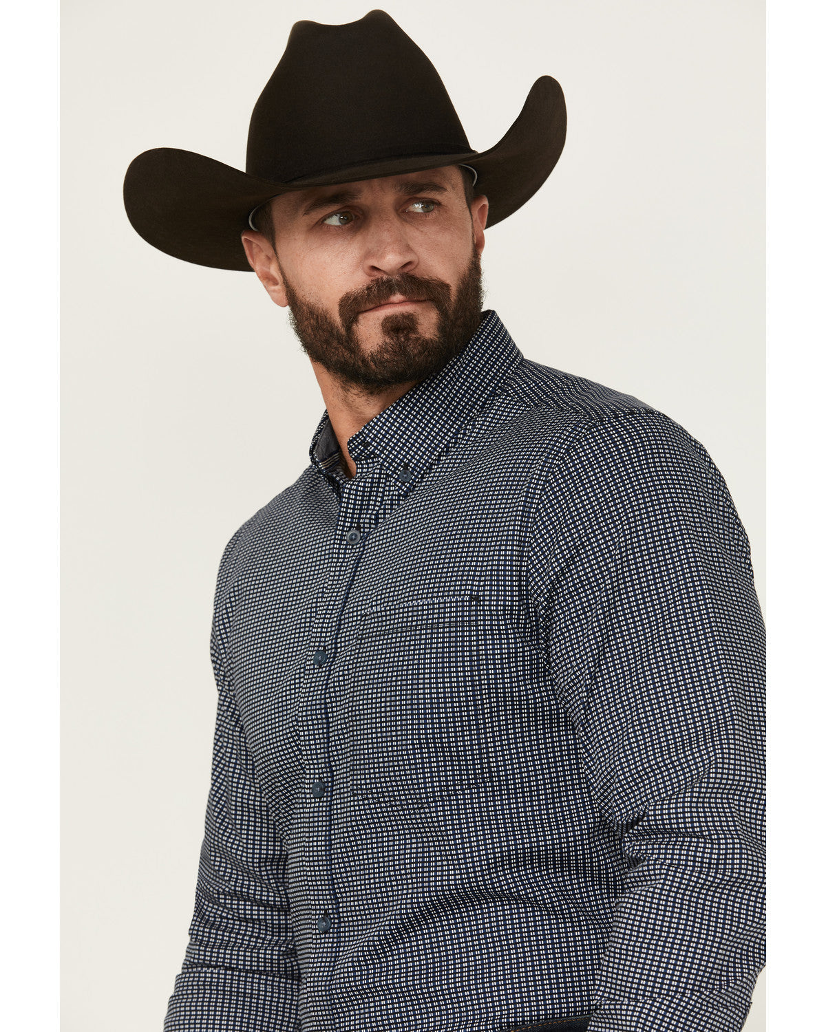 Men's Chris Geo Print Long Sleeve Button-Down Stretch Weste