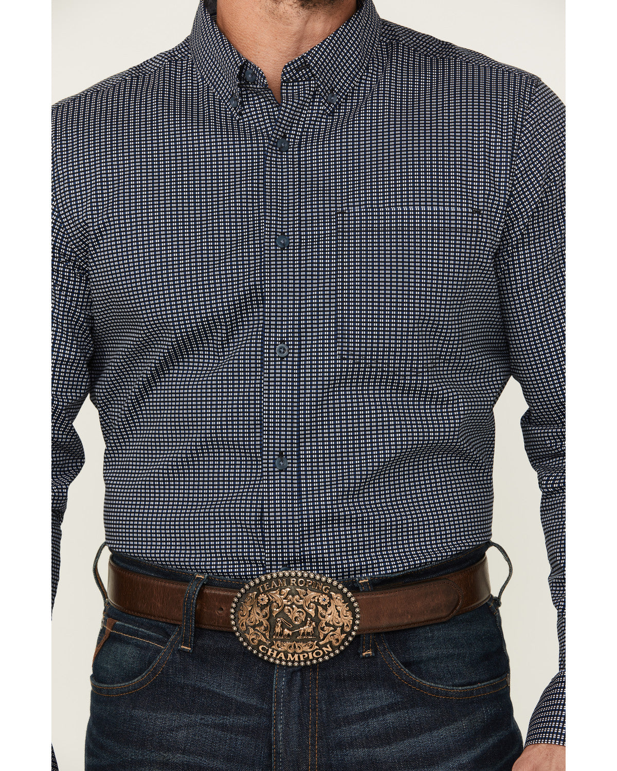 Men's Chris Geo Print Long Sleeve Button-Down Stretch Weste
