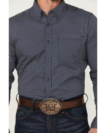 Men's Chris Geo Print Long Sleeve Button-Down Stretch Weste