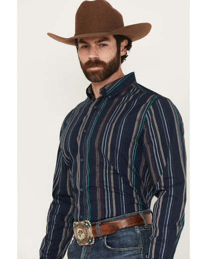 Men's Blake Striped Long Sleeve Button-Down Stretch Western