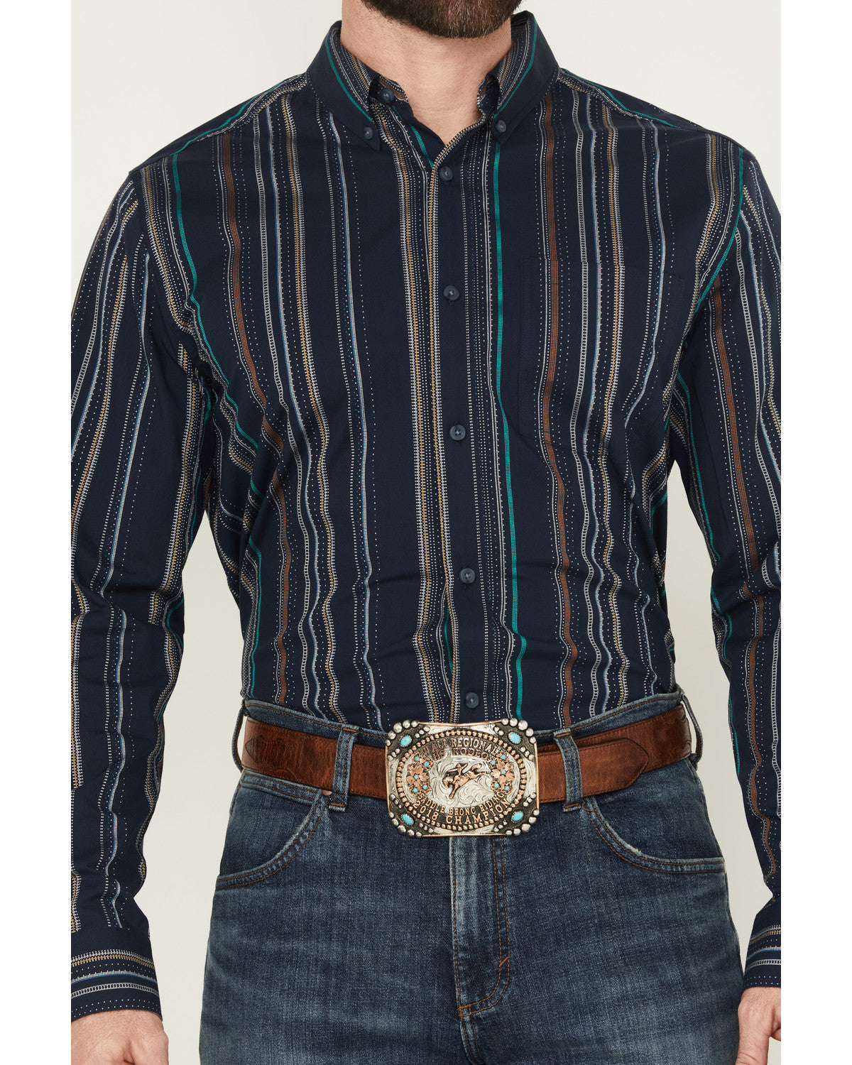 Men's Blake Striped Long Sleeve Button-Down Stretch Western