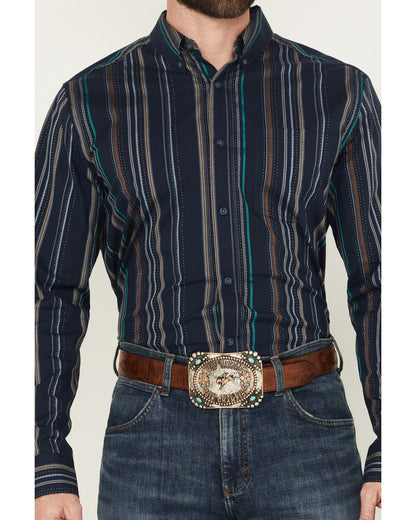Men's Blake Striped Long Sleeve Button-Down Stretch Western