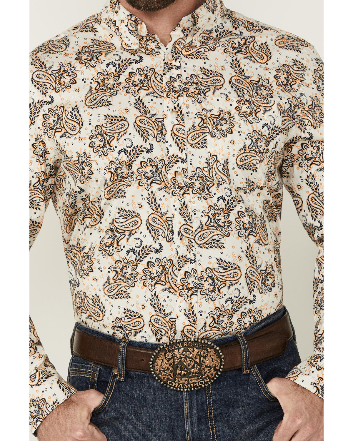 Men's Kendall Paisley Print Long Sleeve Button-Down Stretch