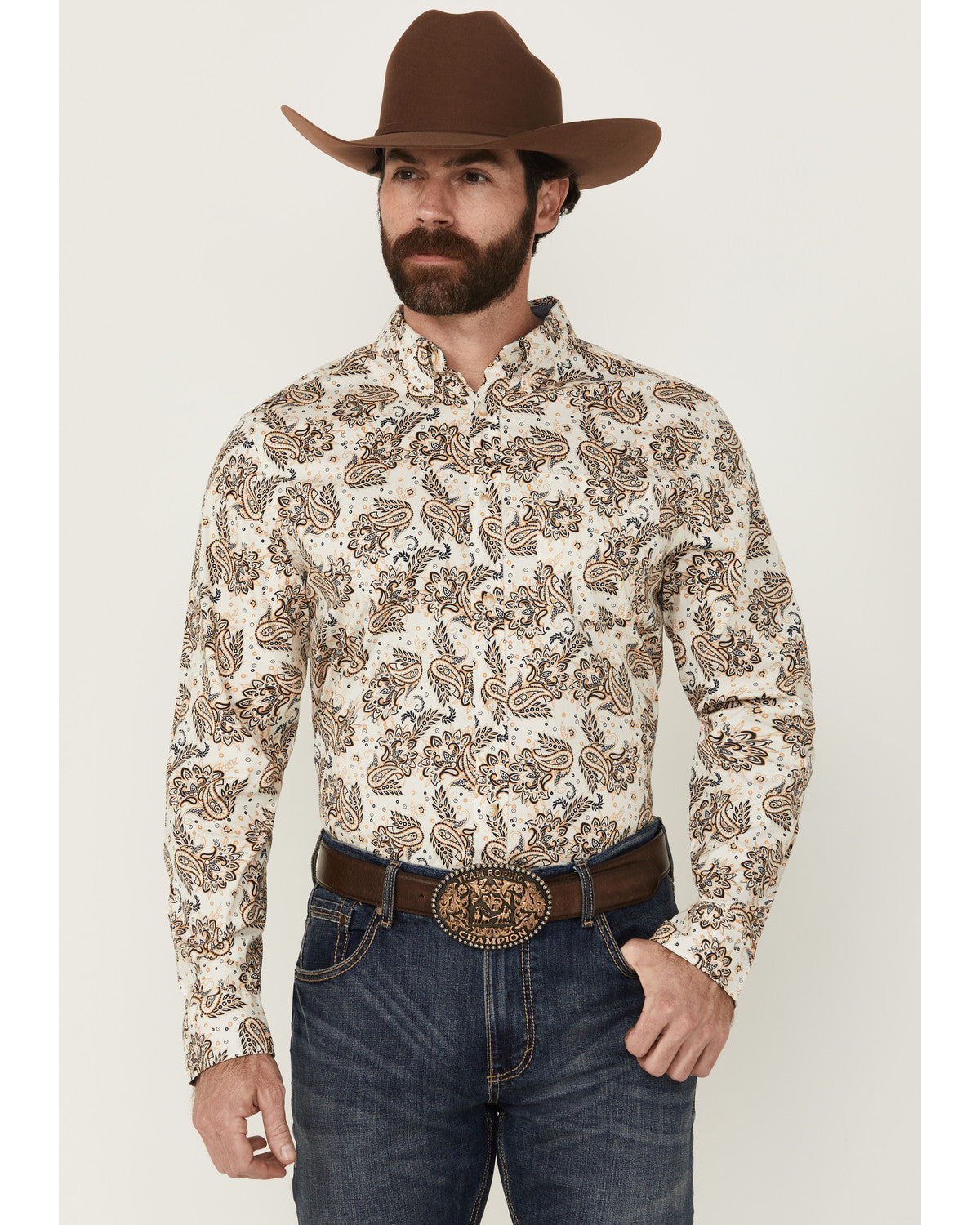 Men's Kendall Paisley Print Long Sleeve Button-Down Stretch
