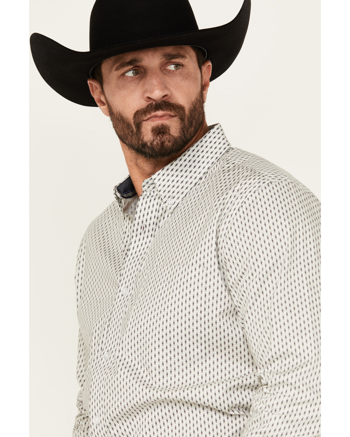 Men's Stirling Geo Print Long Sleeve Button-Down Stretch We