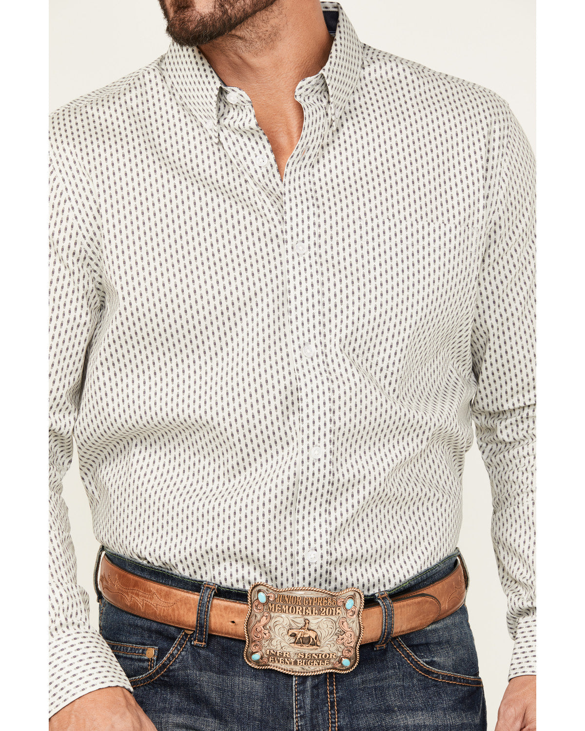 Men's Stirling Geo Print Long Sleeve Button-Down Stretch We