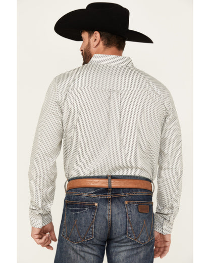 Men's Stirling Geo Print Long Sleeve Button-Down Stretch We