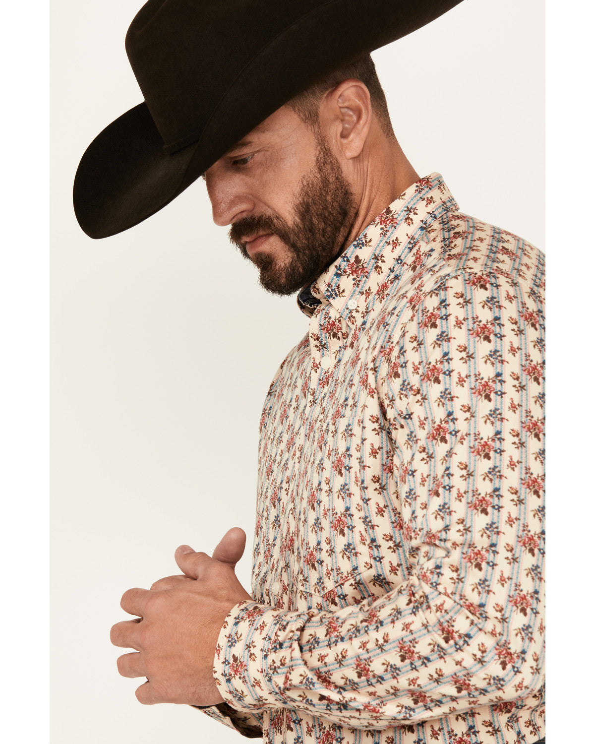 Men's Kenton Floral Striped Long Sleeve Button-Down Stretch