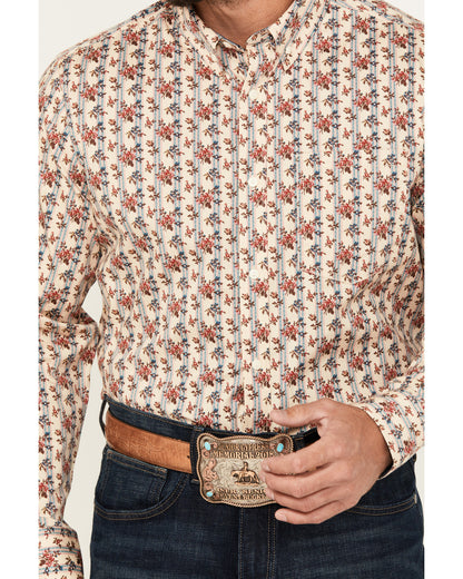 Men's Kenton Floral Striped Long Sleeve Button-Down Stretch