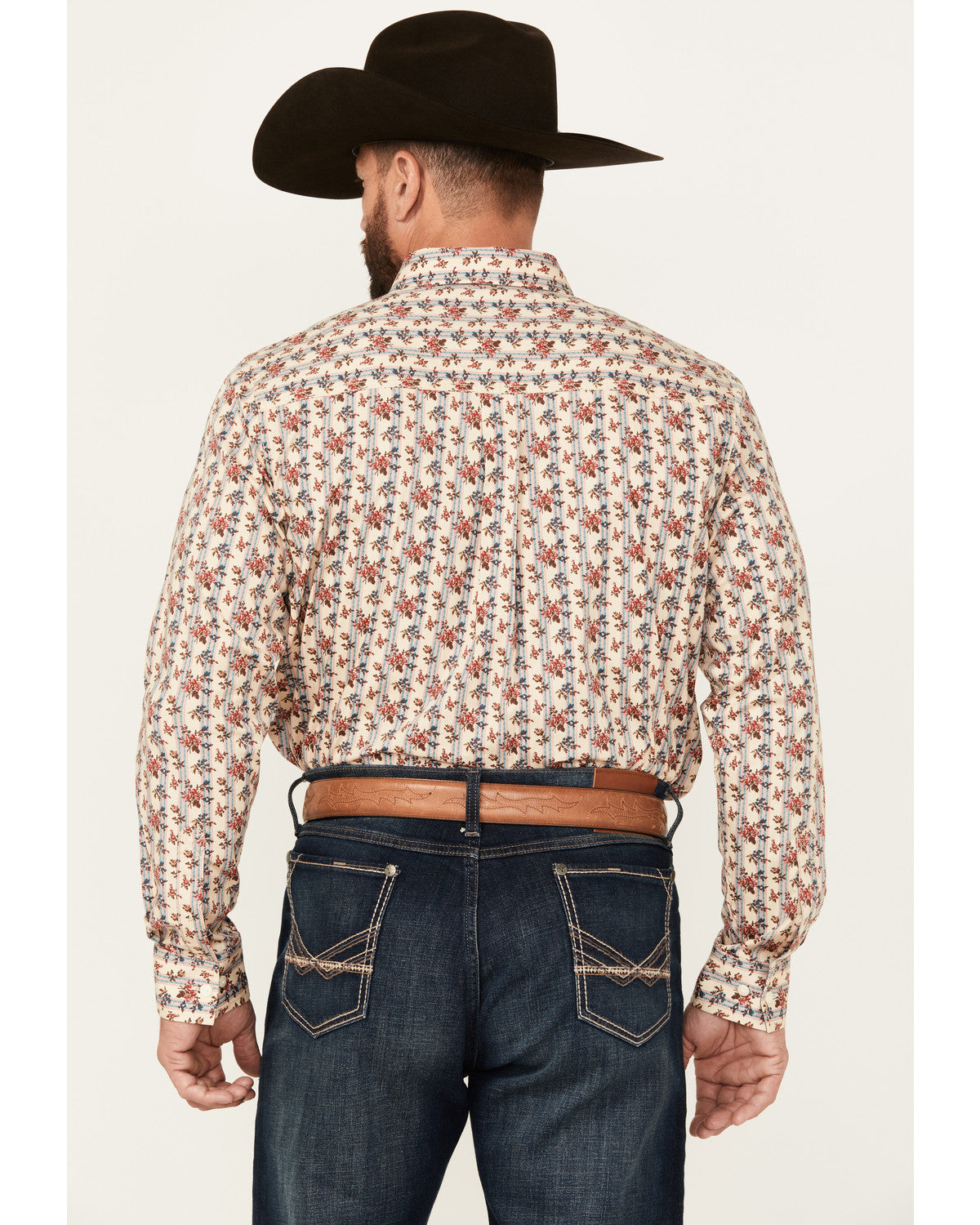 Men's Kenton Floral Striped Long Sleeve Button-Down Stretch