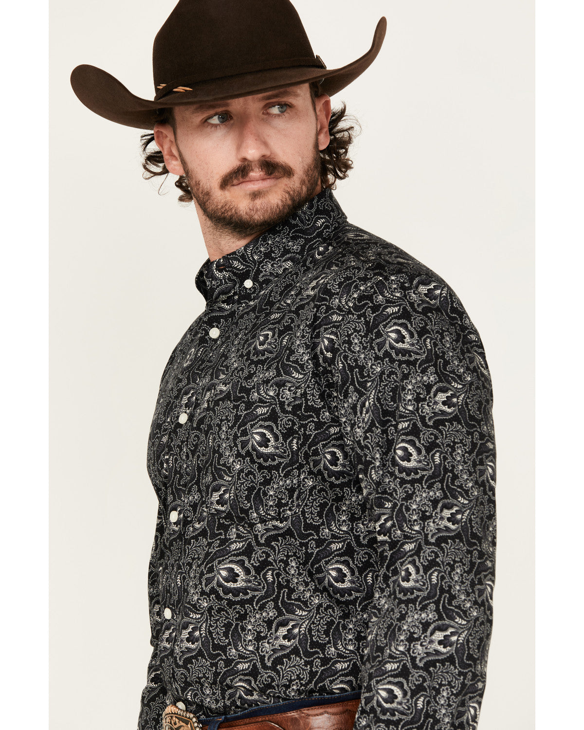 Men's Parker Paisley Print Long Sleeve Button-Down Stretch