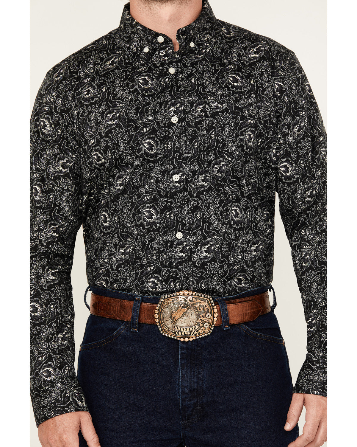 Men's Parker Paisley Print Long Sleeve Button-Down Stretch