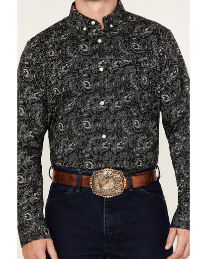Men's Parker Paisley Print Long Sleeve Button-Down Stretch