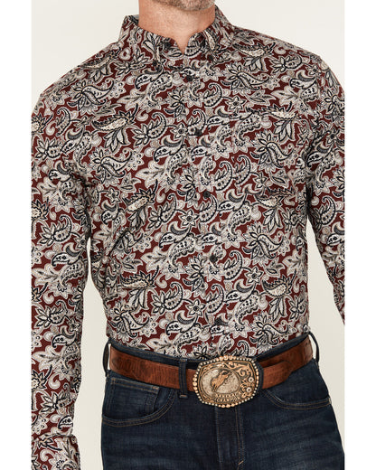 Men's Max Paisley Print Long Sleeve Button-Down Stretch Wes