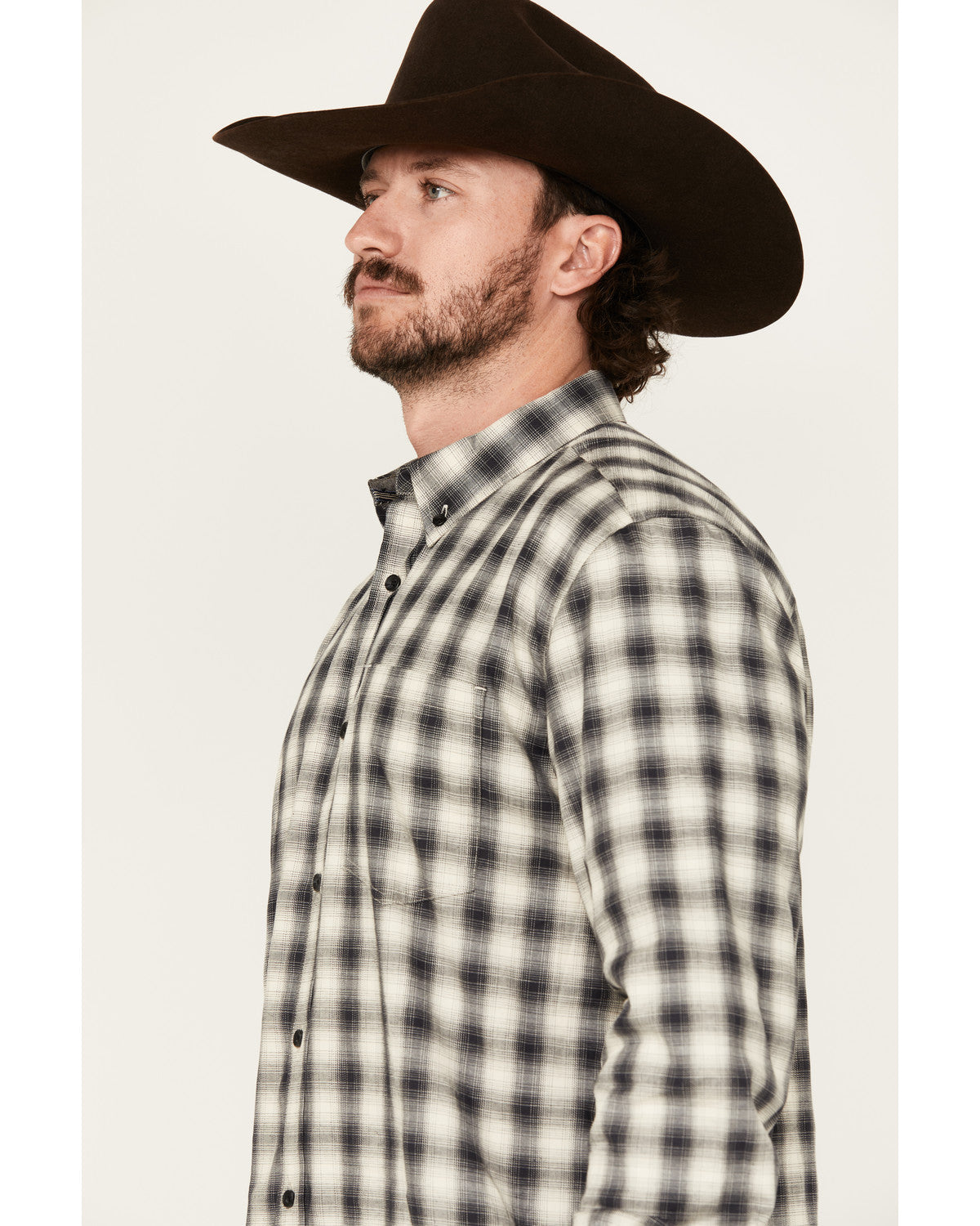 Men's Palamino Plaid Print Long Sleeve Button-Down Stretch