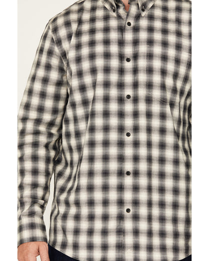Men's Palamino Plaid Print Long Sleeve Button-Down Stretch