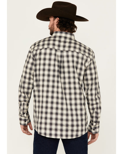 Men's Palamino Plaid Print Long Sleeve Button-Down Stretch