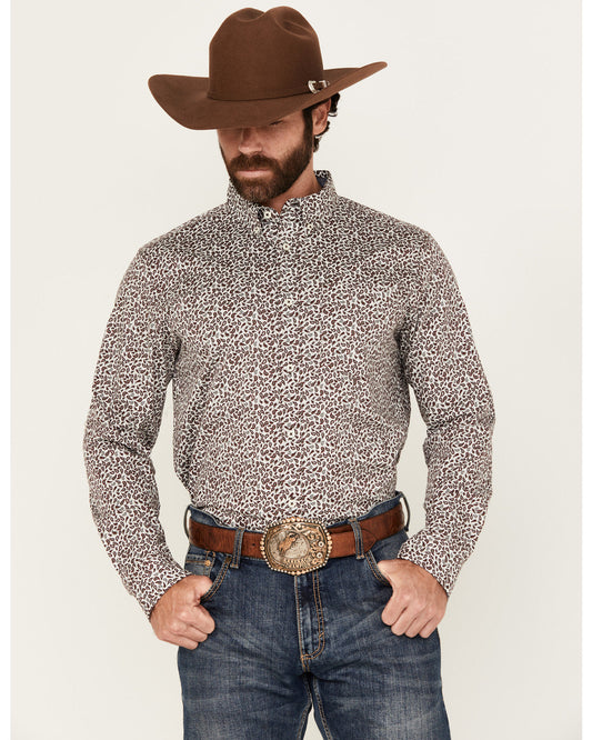 Men's Country Paisley Print Long Sleeve Button-Down Stretch