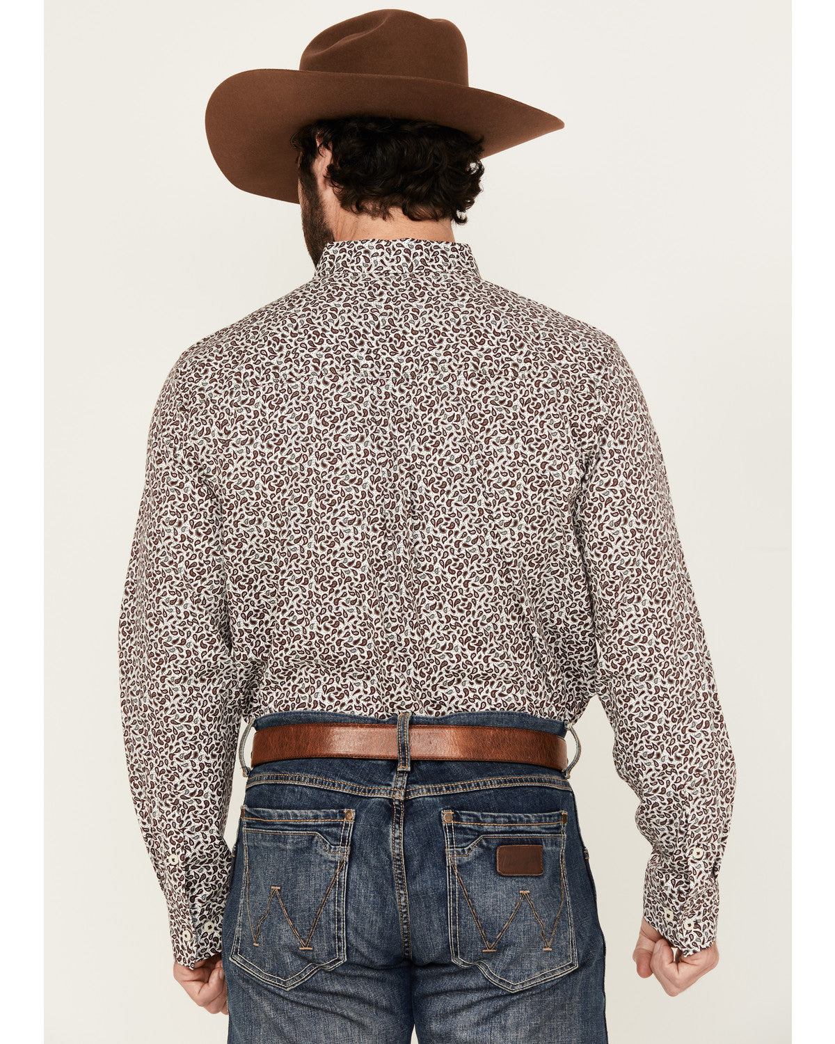 Men's Country Paisley Print Long Sleeve Button-Down Stretch