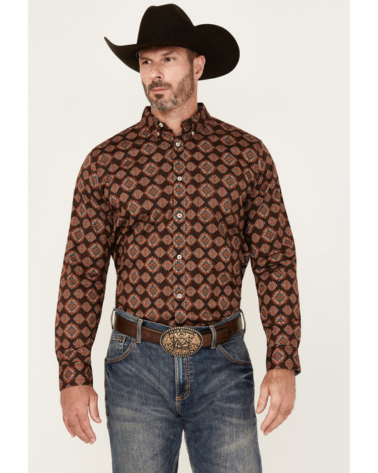 Men's Bite The Bullet Southwestern Print Long Sleeve Button