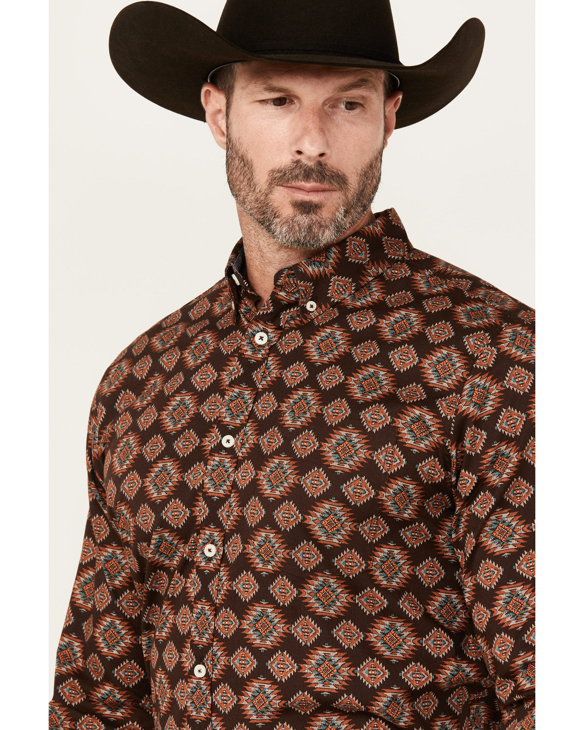Men's Bite The Bullet Southwestern Print Long Sleeve Button