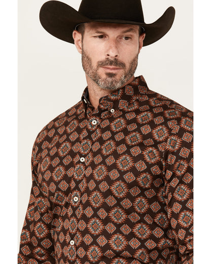 Men's Bite The Bullet Southwestern Print Long Sleeve Button