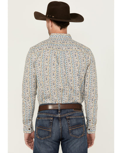 Men's Wells Floral Striped Print Long Sleeve Button-Down St