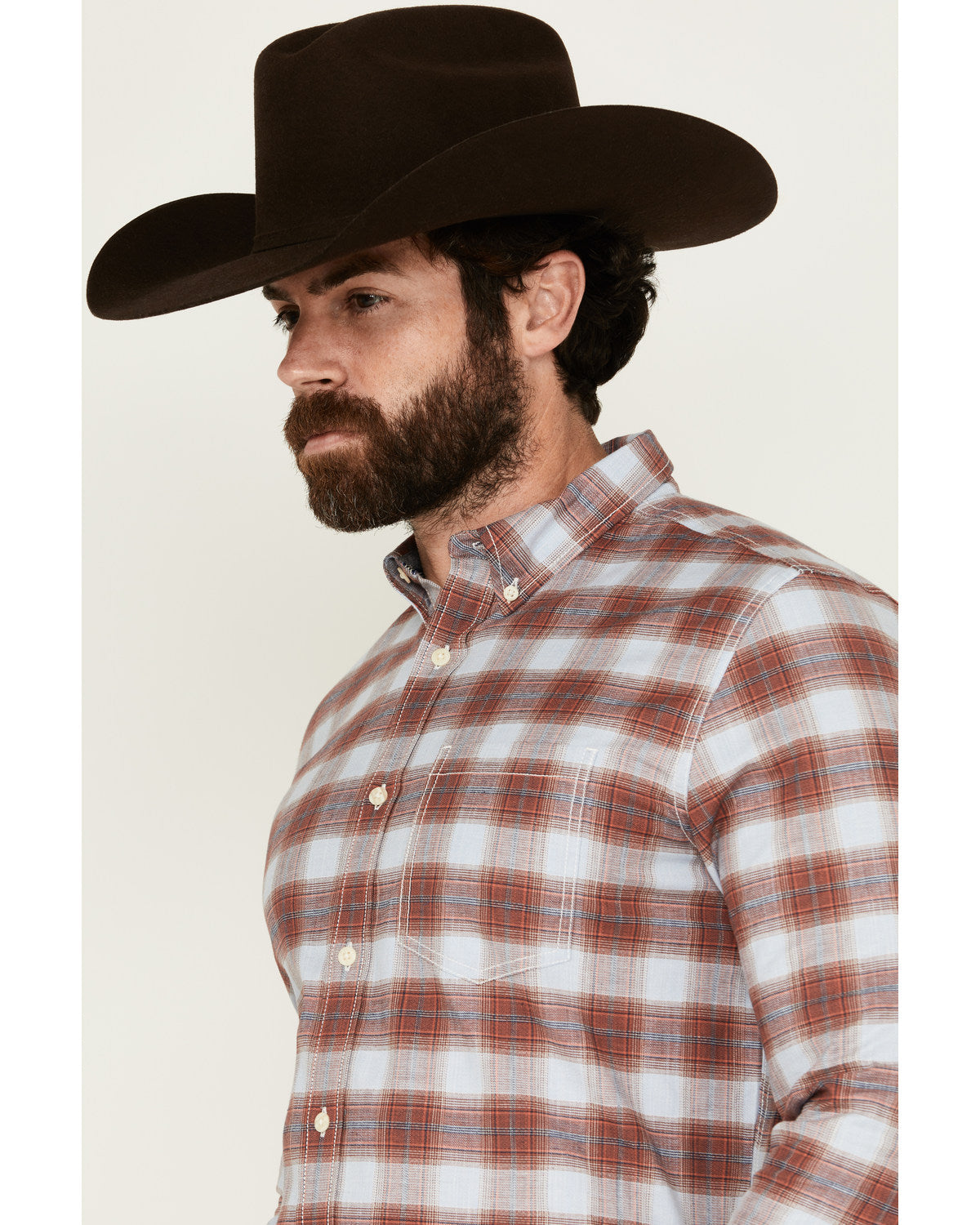 Men's Rush Plaid Print Long Sleeve Button-Down Stretch West