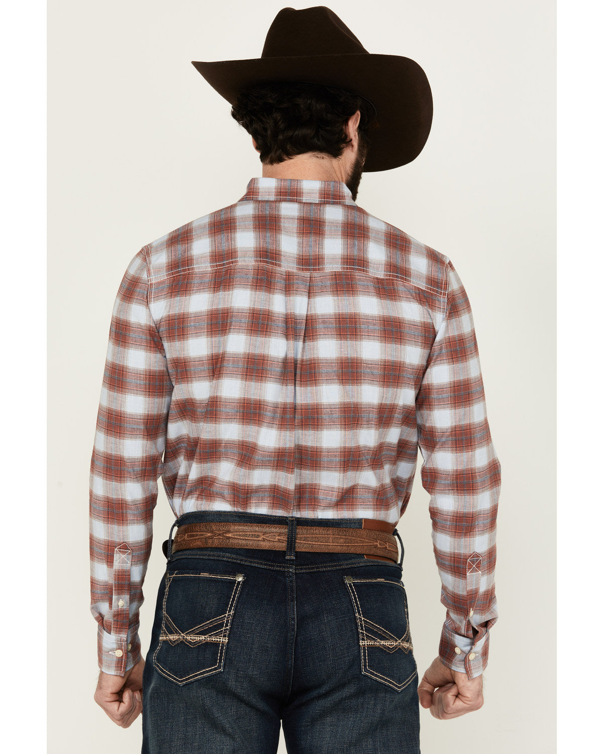 Men's Rush Plaid Print Long Sleeve Button-Down Stretch West