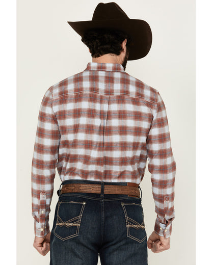 Men's Rush Plaid Print Long Sleeve Button-Down Stretch West
