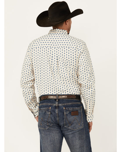 Men's Gunsmoke Striped Print Long Sleeve Button-Down Stretc