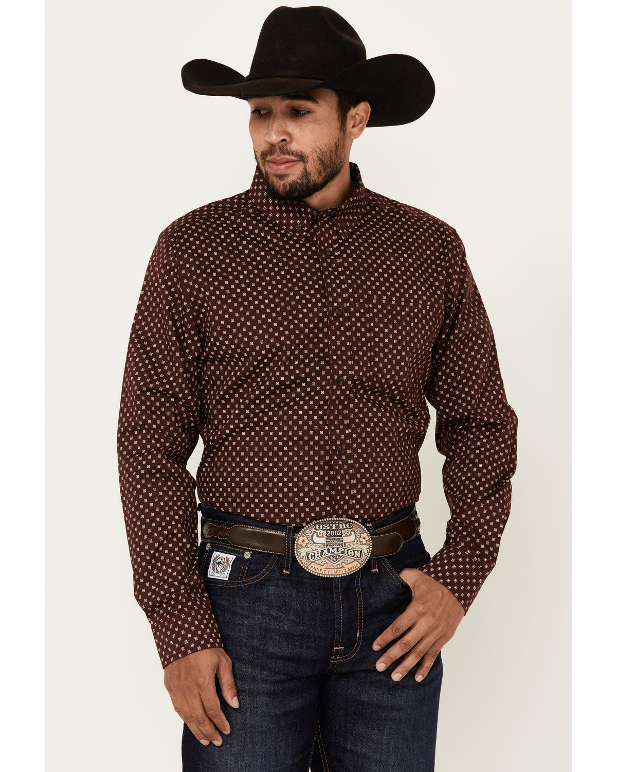 Men's Big Deal Geo Print Long Sleeve Button-Down Stretch We