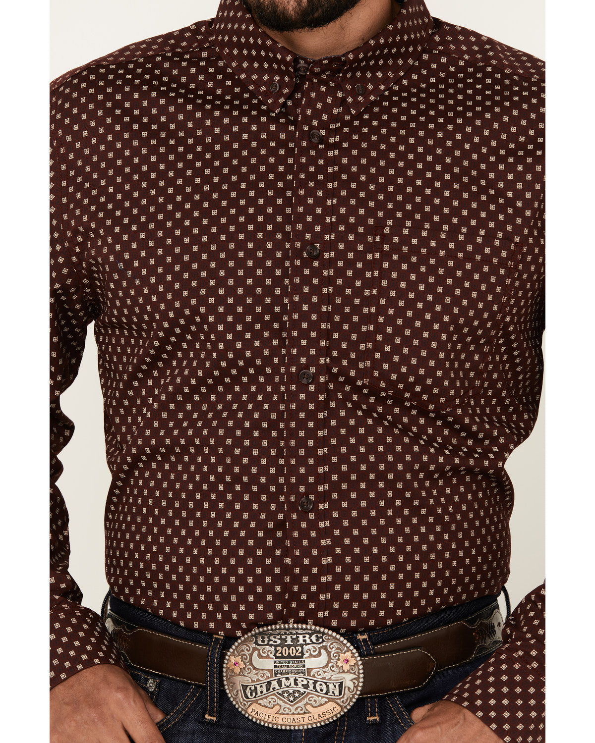 Men's Big Deal Geo Print Long Sleeve Button-Down Stretch We