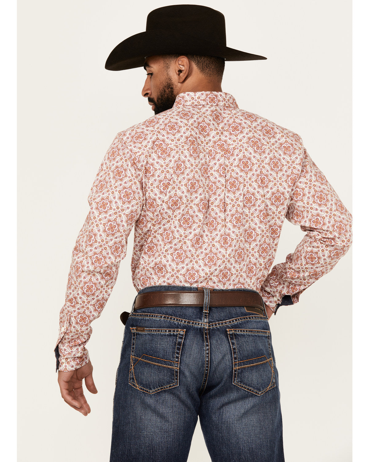 Men's Lucky One Medallion Print Long Sleeve Button-Down Str