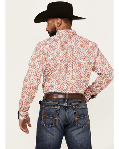 Men's Lucky One Medallion Print Long Sleeve Button-Down Str