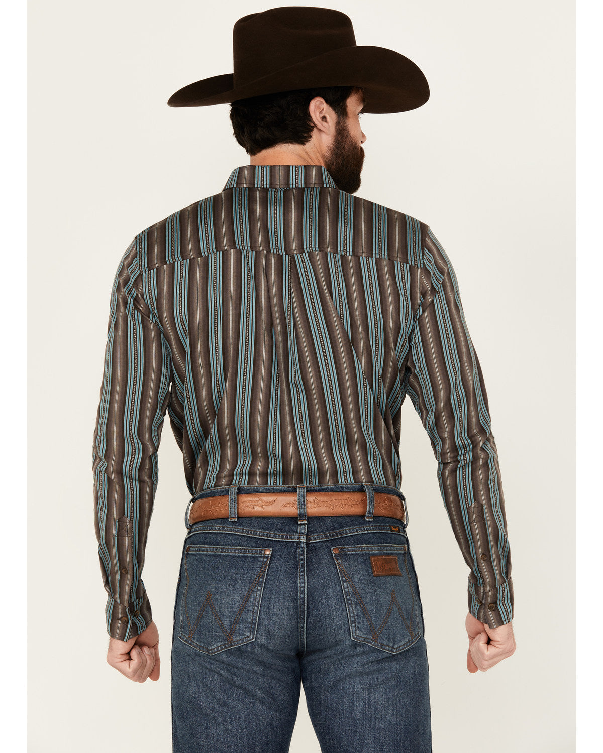 Men's Boa Dobby Striped Print Long Sleeve Button-Down Stret