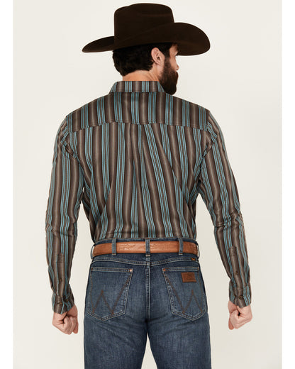 Men's Boa Dobby Striped Print Long Sleeve Button-Down Stret