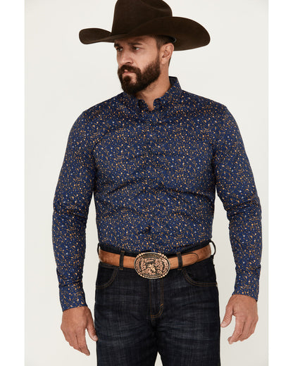 Men's Meadowlark Floral Print Long Sleeve Button-Down Stret