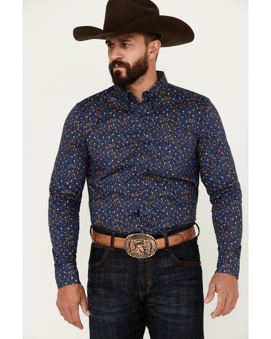 Men's Meadowlark Floral Print Long Sleeve Button-Down Stret