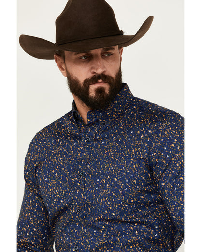 Men's Meadowlark Floral Print Long Sleeve Button-Down Stret