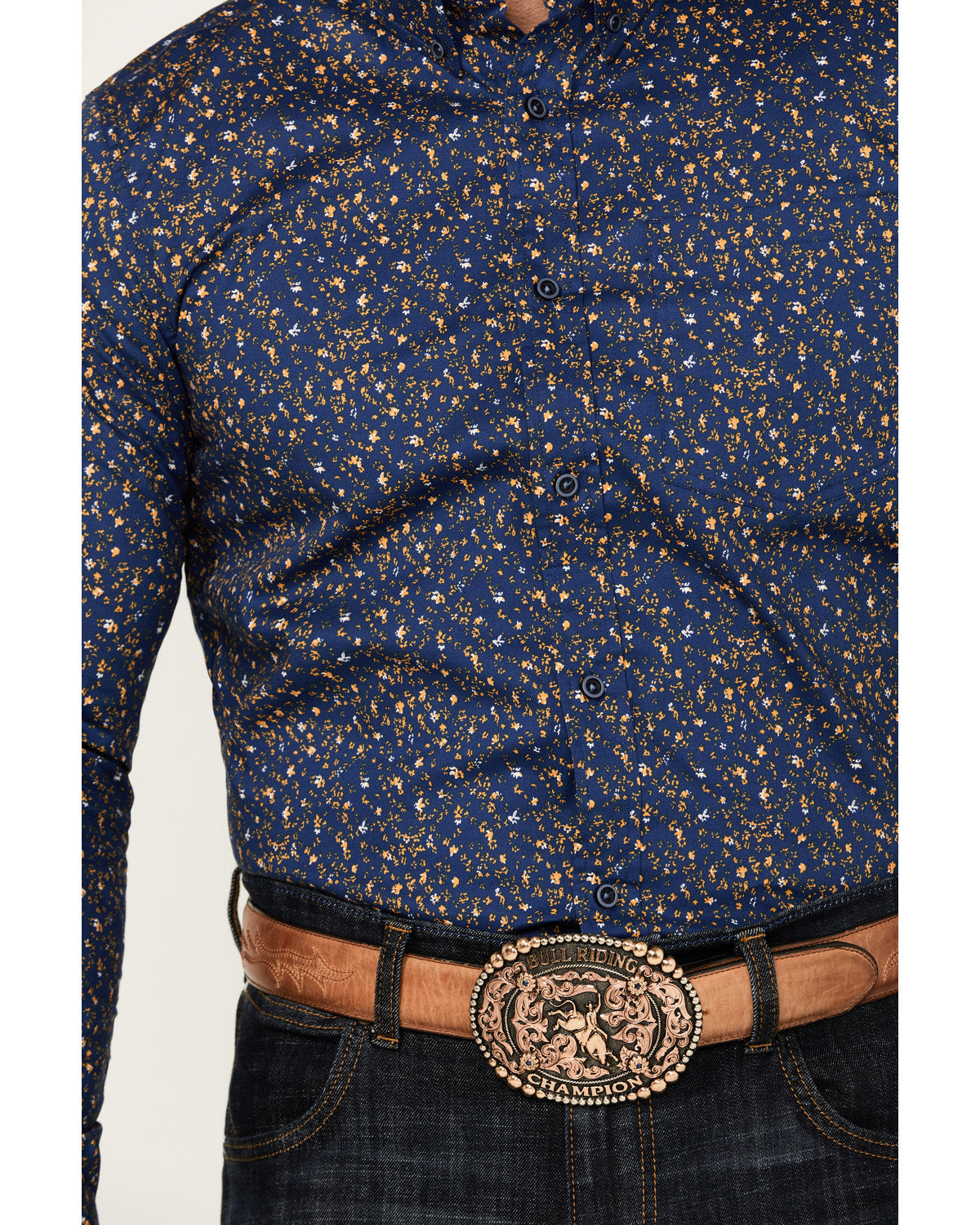 Men's Meadowlark Floral Print Long Sleeve Button-Down Stret