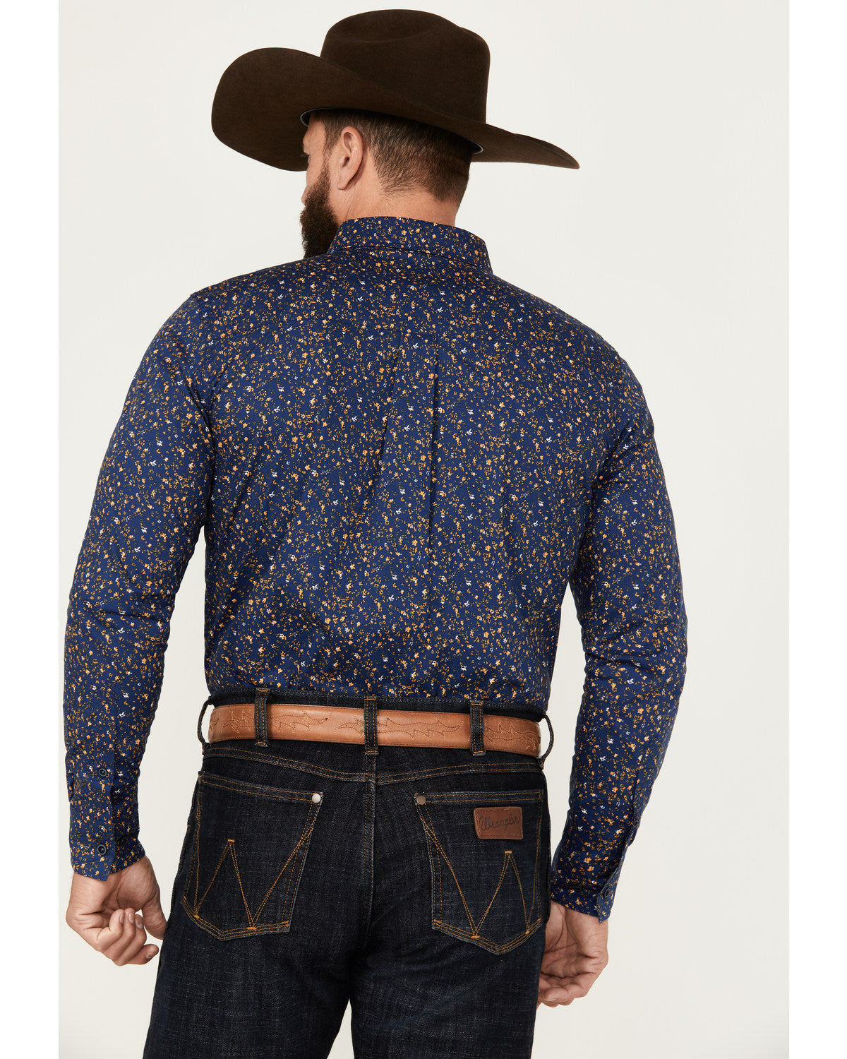 Men's Meadowlark Floral Print Long Sleeve Button-Down Stret