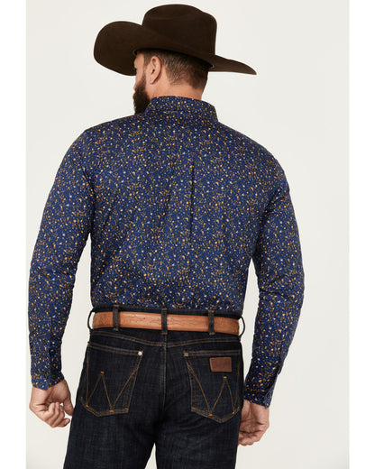 Men's Meadowlark Floral Print Long Sleeve Button-Down Stret