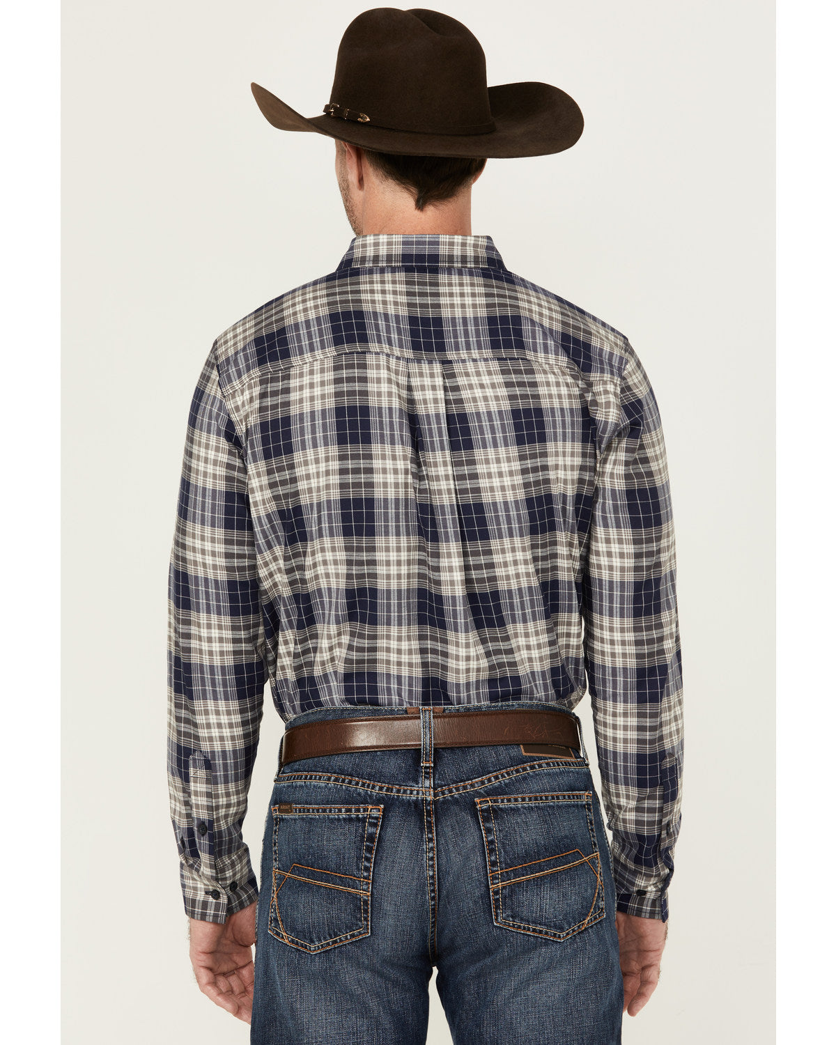Men's Howdy Plaid Print Long Sleeve Button-Down Stretch Wes