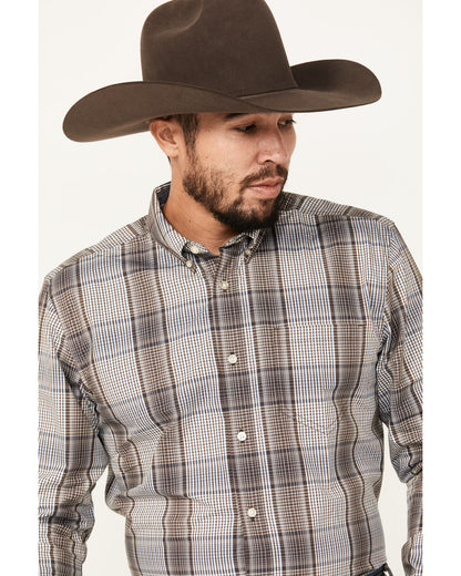 Men's Fiesta Plaid Print Long Sleeve Button-Down Western Sh
