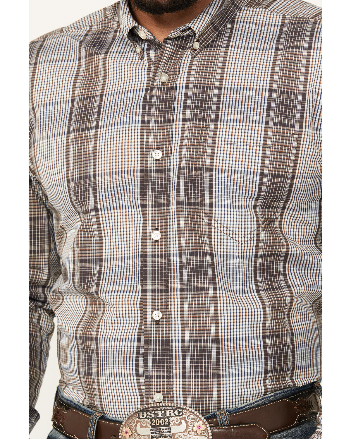 Men's Fiesta Plaid Print Long Sleeve Button-Down Western Sh